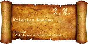 Kolonics Norman névjegykártya